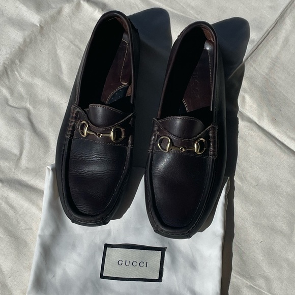 Gucci Slip-on Brown Leather Horsebit Driving Loafer Size 7M EUC - Picture 2 of 13